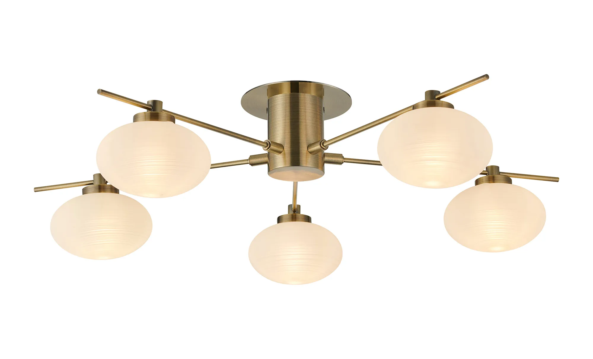 D0972AB/A/OP  Addie Flush Ceiling, 5 Light G9, Antique Brass/Opal A Glass